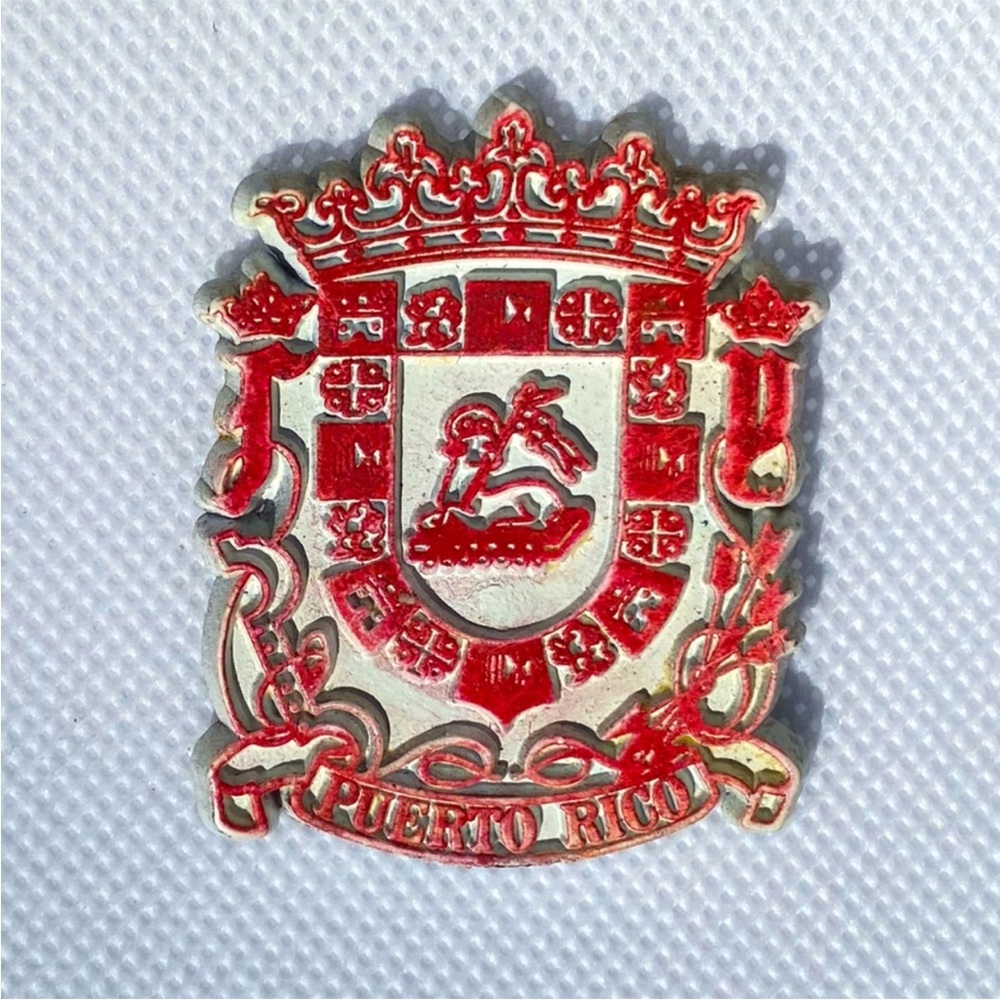 Puerto Rico Red and Silver Emblem Magnet